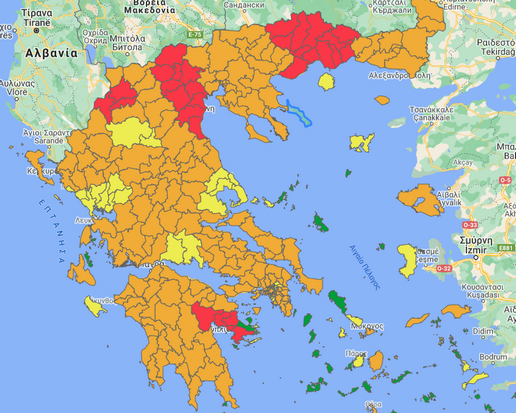 Στο “κόκκινο” η Καστοριά σύμφωνα με τον νέο επιδημιολογικό χάρτη