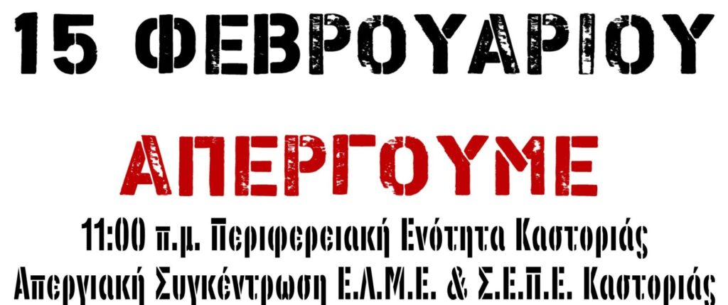 H ΕΛΜΕ Καστοριάς συμμετέχει στην απεργία –  ΔΗΛΩΣΗ
