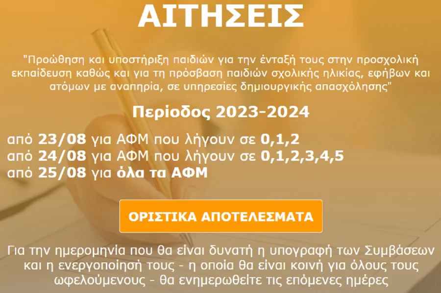 Παιδικοί σταθμοί ΕΣΠΑ: Δείτε στην ΕΕΤΑΑ τα οριστικά αποτελέσματα για τα voucher