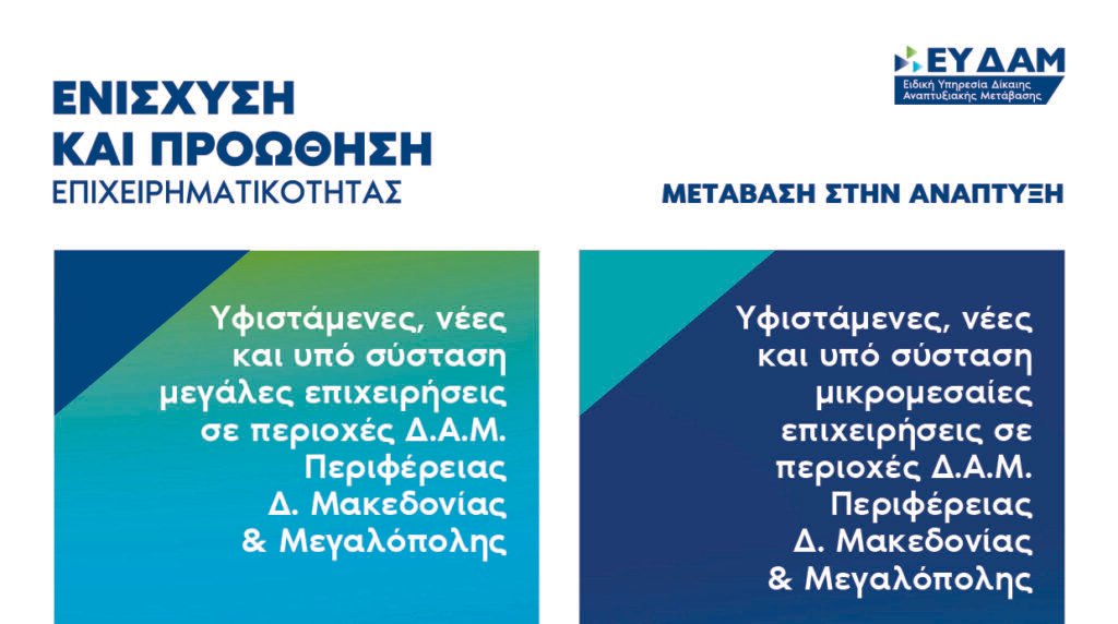 Ενημέρωση για τις Δράσεις Ενίσχυσης και Προώθησης της Επιχειρηματικότητας σε περιοχές Δίκαιης Αναπτυξιακής Μετάβασης στην Περιφέρεια Δ. Μακεδονίας & Μεγαλόπολης