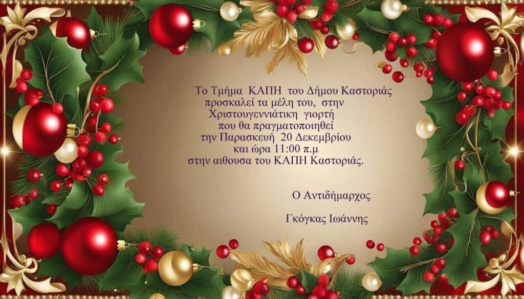 Χριστουγεννιάτική γιορτή από το Τμήμα ΚΑΠΗ του Δήμου Καστοριάς